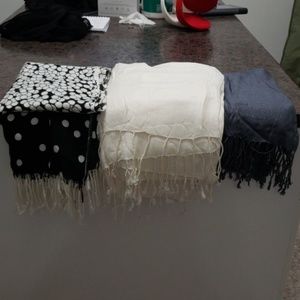 Set of three scars, cream,  grey,  black/ white